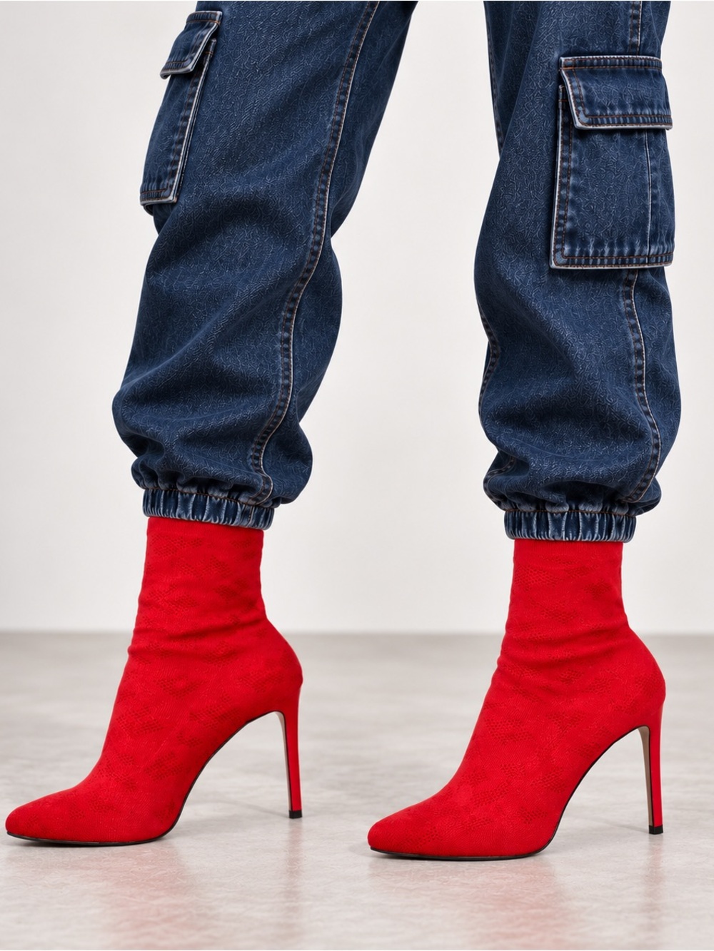 ASOS Red Stretch Stiletto Ankle Boots Size 7